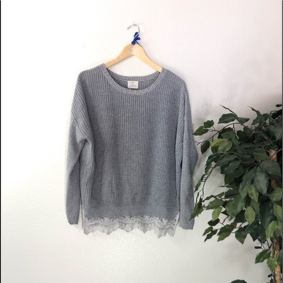 Pins And Needles Grey Sweater With Lace Detail - Picture 1 of 4